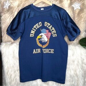 1980s Vintage USAF United States Air Force Eagle Jersey Mesh Shirt